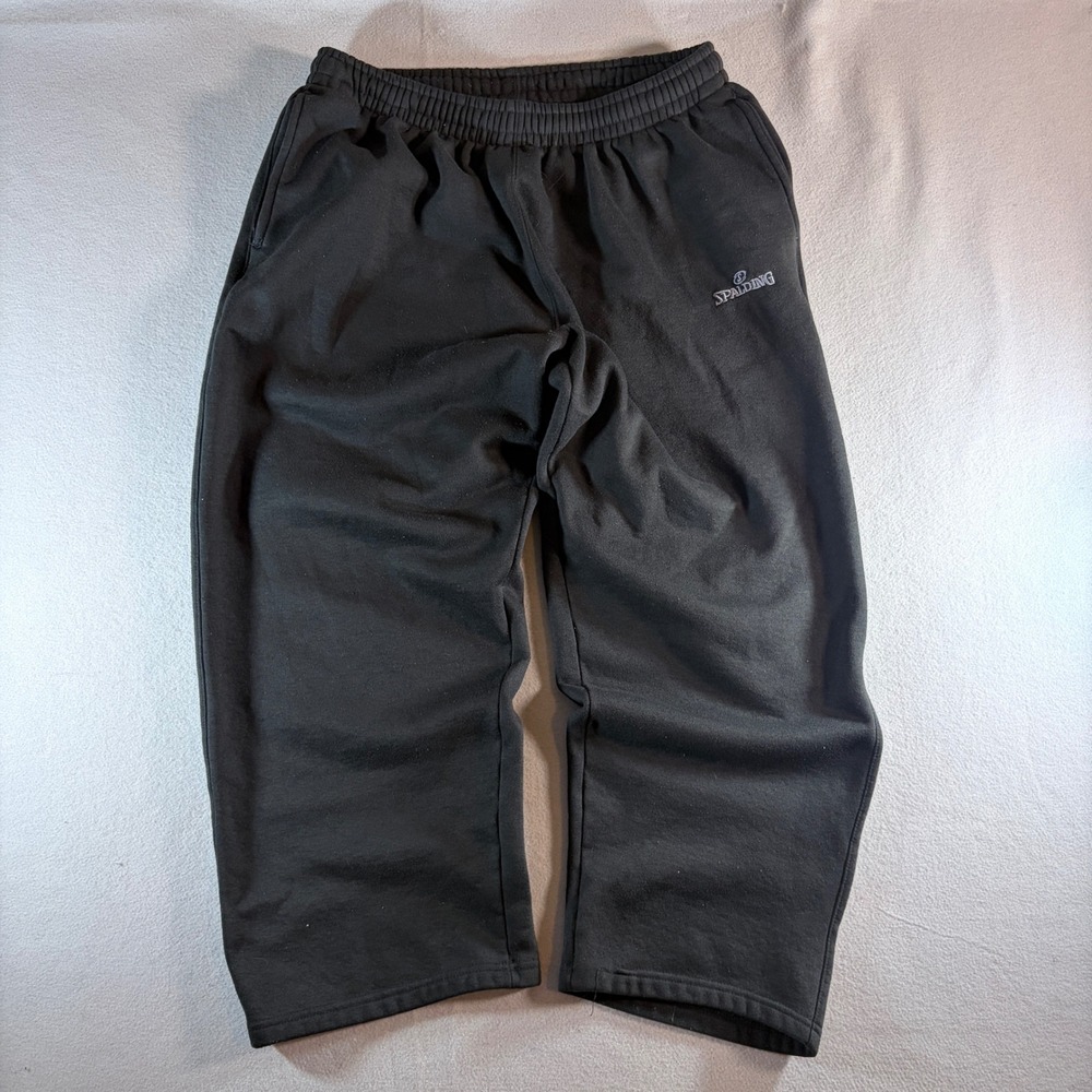 Spalding Mens Black Fleece Sweatpants Size Large Athletic Gym Training Pants